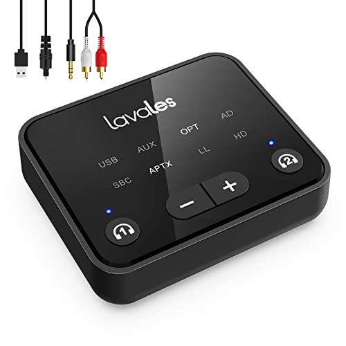 Lavales Bluetooth 5.3 Transmitter for TV to 2 Wireless Headphones/Speakers