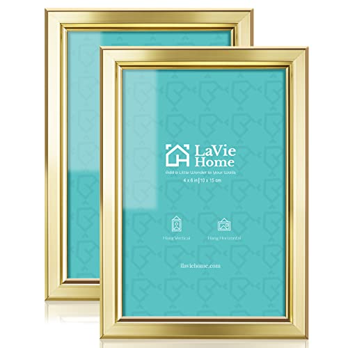 LaVie Home 4x6 Gold Picture Frames (2 Packs) - Simple & Elegant Design