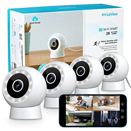LaView 4MP Outdoor Indoor Security Cameras with Color Night Vision