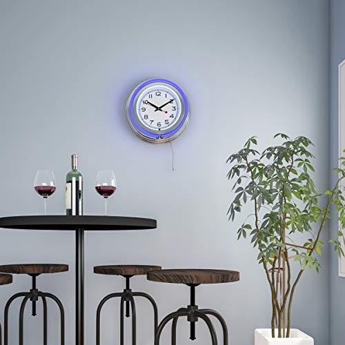 Lavish Home Neon Wall Clock- Retro Decor
