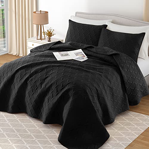 Lavsiry King Size Black Quilt Bedding Set
