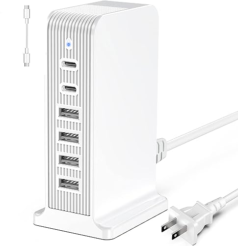 layajia 6-Port USB Tower Charging Station for Multiple Devices