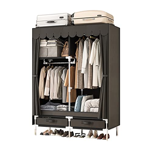LEAIJIAFY Portable Cloth Wardrobe Closet with 2 Drawers