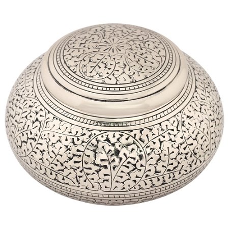 Leaves of Silver Round Cremation Urn