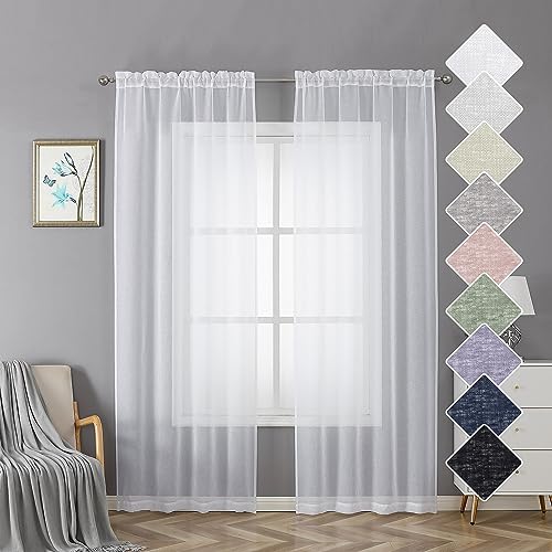 Lecloud Doris Sheer White Curtains - Elegant Window Treatment