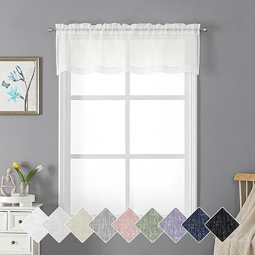 Lecloud Sheer Curtain Valance 60x14 Ivory