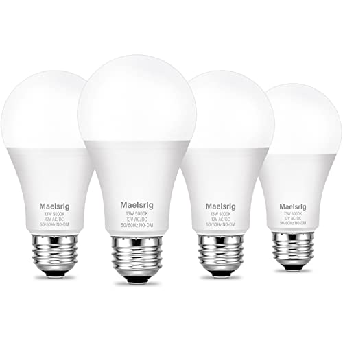 Maelsrlg 12V LED Bulbs, 100W Daylight White, 4-Pack