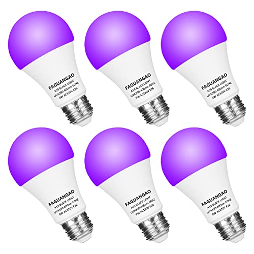 LED Black Light Bulb,9W UV Blacklight Bulb(6 Pack)