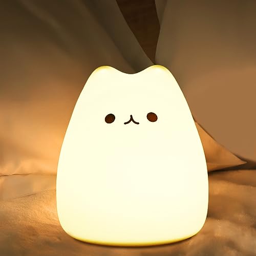 Silicone Cat Night Light - Multicolor Breathing Lamp for Kids