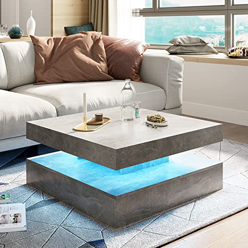 LED Coffee Table with 16-Color Plug-in LED Light