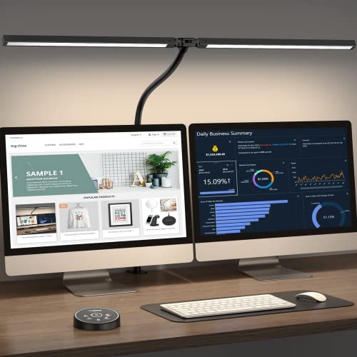 LED Desk Lamp with Clamp and Dual Screen Gooseneck Smart Light