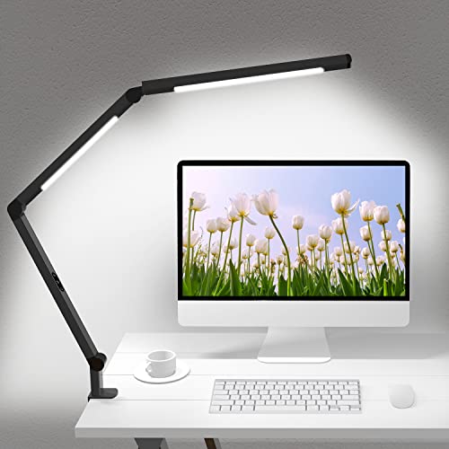 Micomlan Dual Light LED Clamp Desk Lamp: 4 CCT Modes & 5 Brightness Levels