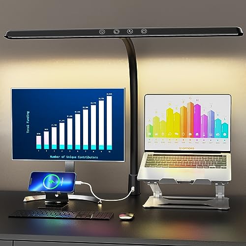 LED Desk Lamp with Clamp & USB Charging Port