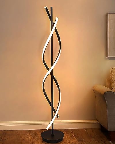 LED Floor Lamp with Remote Control and Spiral Design