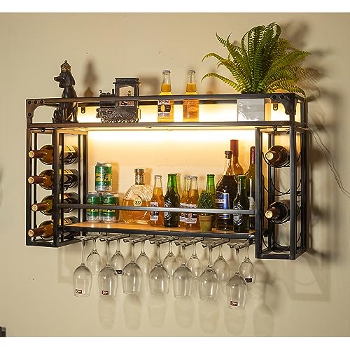 LED Industrial Wine Rack Wall Mounted