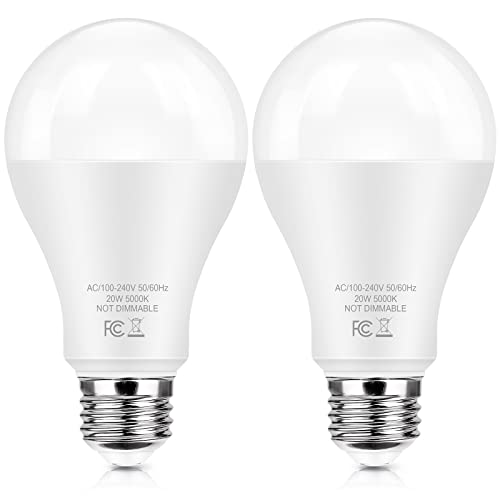 TOBUSA 20W 2200 Lumen LED Bright Light Bulbs, Daylight White 5000K, 2-Pack
