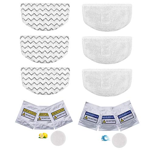 LeFix Washable Steam Mop Pads Replacement + 6 Fragrance Discs