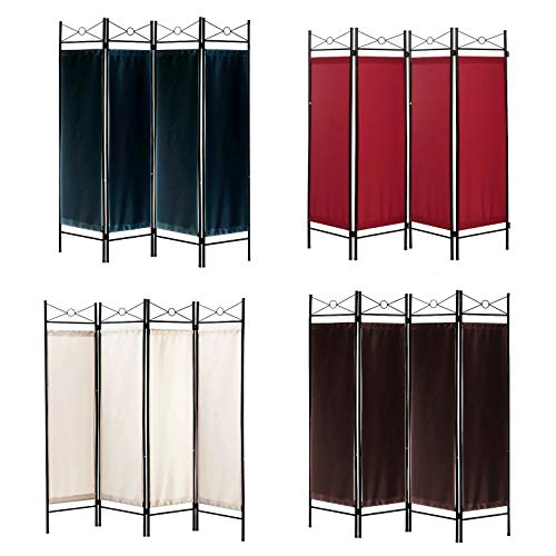 Legacy Decor 4-Panel White Room Divider with Two Way Hinges