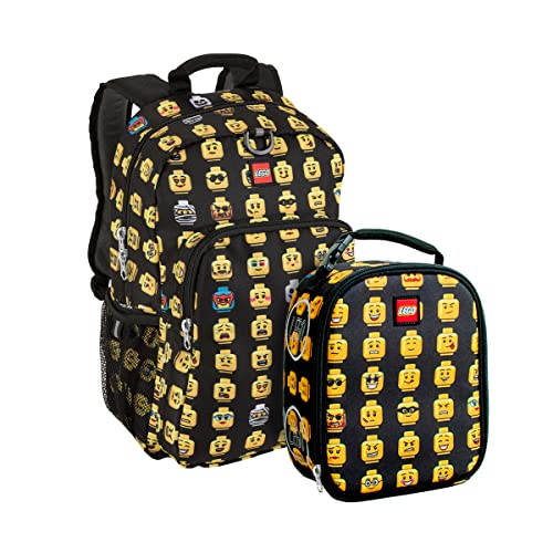 LEGO Heritage Classic Backpack and Lunchbox 2-Piece Combo Set, Matching Back to School Pack and Lunch Kit, Minifigure