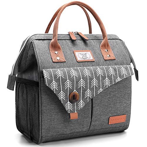 Lekesky Insulated Lunch Bag for Women- Leakproof Grey Lunch Box