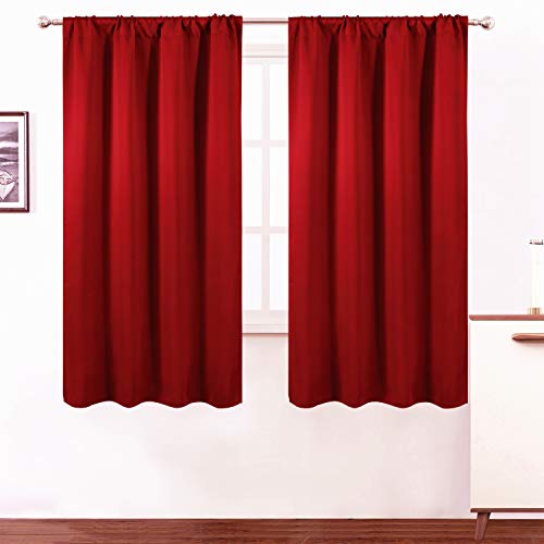 LEMOMO Red Blackout Curtains/42 x 63 Inch/Set of 2 Panels Room Darkening Curtains for Bedroom