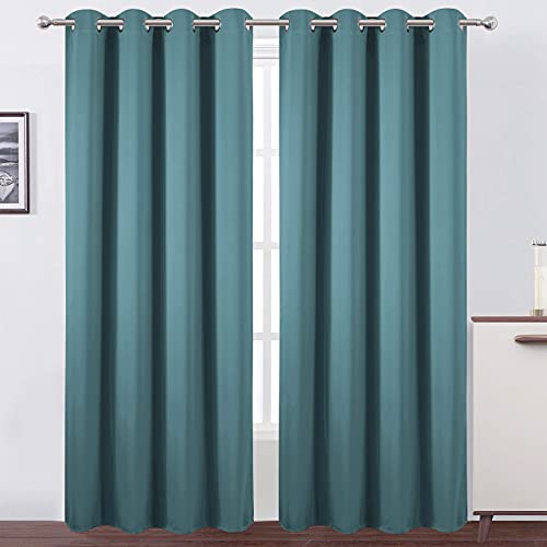 LEMOMO Sea Teal Thermal Blackout Curtains/52 x 84 Inch/Set of 2 Panels