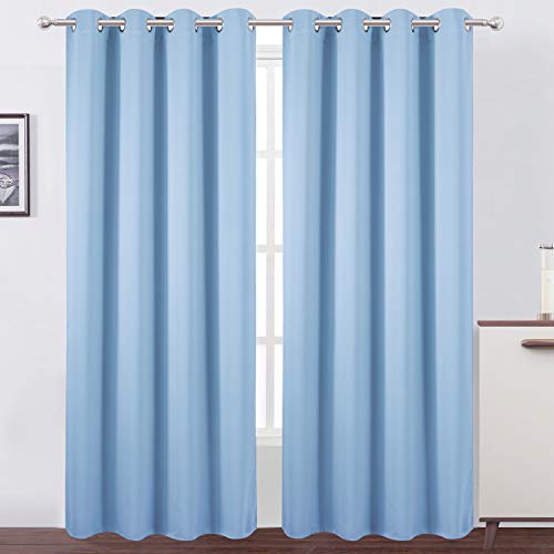 Sky Blue Thermal Blackout Curtains - 52 x 84 Inch - Set of 2 Panels