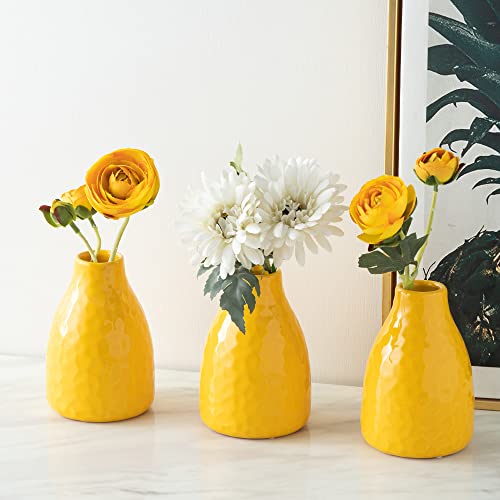 Lemon Yellow Honeycomb Flower Vase Set