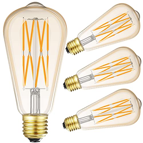 LEOOLS LED Amber Edison Bulb Pack of 4
