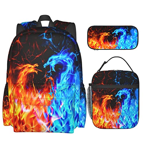 LEOPOM Flame Dragon Backpack Set