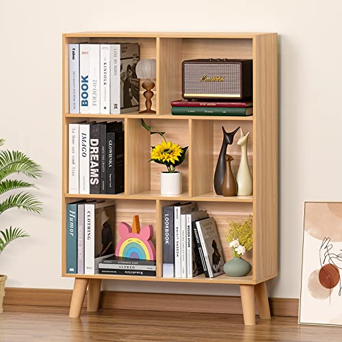 Naturally Modern 7 Cube Bookshelf with Legs for Home and Office