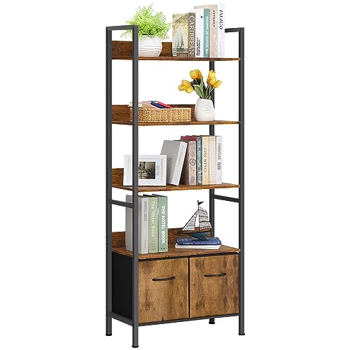 LIANTRAL 5 Tier Bookshelf with Drawers