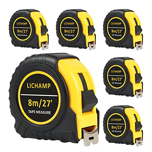 Lichamp 6-Pack Retractable Tape Measure Set with Easy Read Scale