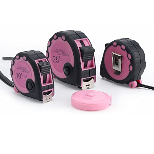  Lichamp Pink Tape Measure Set with Soft Tape Measure, 4 Pack