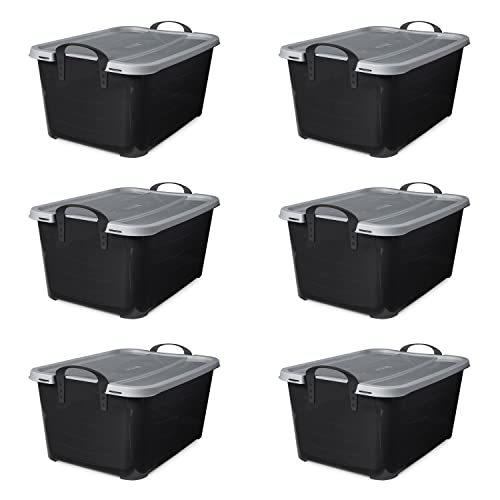  IRIS USA 53 Quart Stackable Plastic Storage Bins with Lids and  Latching Buckles, 4 Pack - Clear/Black, Containers with Lids and Latches,  Durable Nestable Closet, Garage, Totes, Tubs Boxes Organizing 