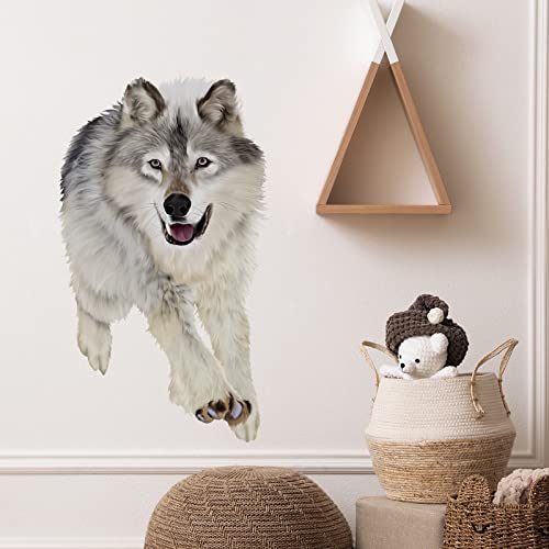 Lifelike Running Wolf Wall Decal Nursery Sticker
