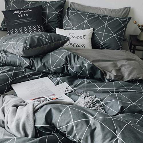Geometric Full Queen Bedding Set - Grey Comforter Cover