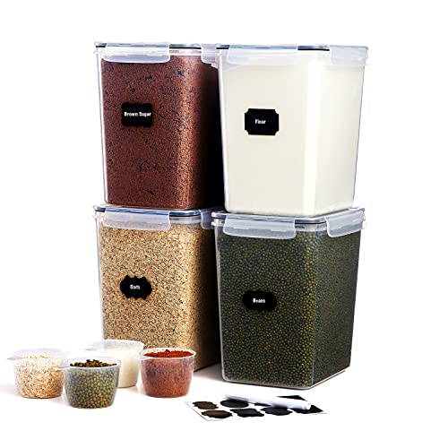 Large Airtight Food Storage Containers with Measuring Cups & Labels by Lifewit