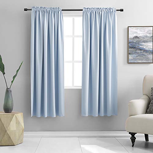 Light Blue Thermal Insulated Blackout Curtains for Nursery/Bedroom