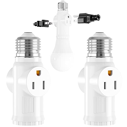 Light Socket to Plug Adapter with Outlets and Bulb Socket