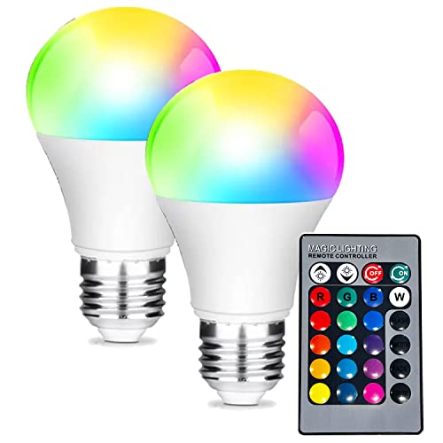 Ilc LED Light Bulb 85W Equivalent, Color Changing Light Bulbs with Remote Control RGB 6 Modes, Timing, Sync, Dimmable E26 Screw Base (2 Pack)