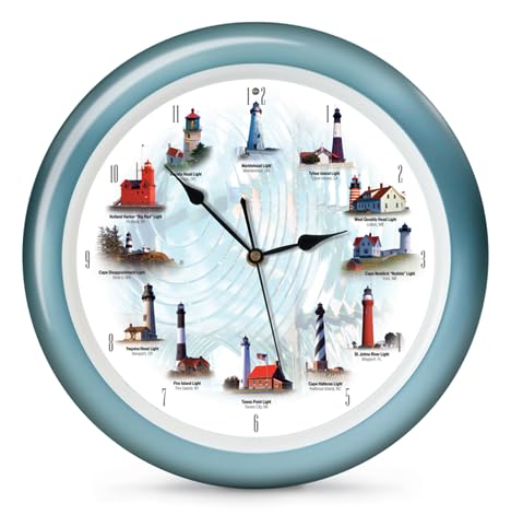Lighthouse Collection Maritime Nautical and Ocean Sounds Wall Clock