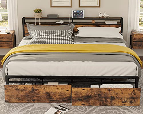 LIKIMIO King Bed Frame with Storage Headboard