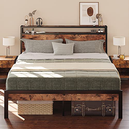 LIKIMIO Queen Bed Frame with Storage Headboard