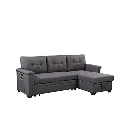 Lilola Home Dark Gray Reversible Sleeper Sectional with Chaise