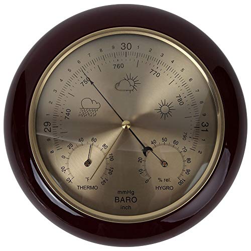 Lily's Home Wood Frame Weather Station with Barometer, Thermometer, Hygrometer