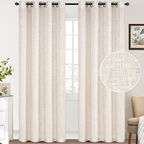 FantasDecor Natural Linen Sheer 84" Long Grommet Curtains