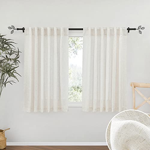 Linen Sheer Curtains - Flax Linen Woven Privacy Semi Sheer Drapes