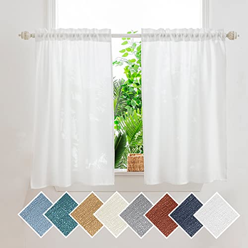 Linen Textured White Tier Curtains