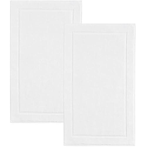 Linen White Bath Mats, 21 x 34 inches, Pack of 2